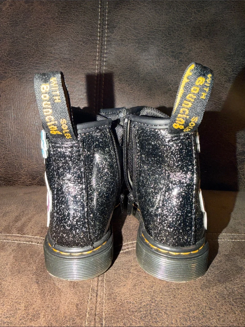 NWOT Dr. Martens Black Boots With Flowers